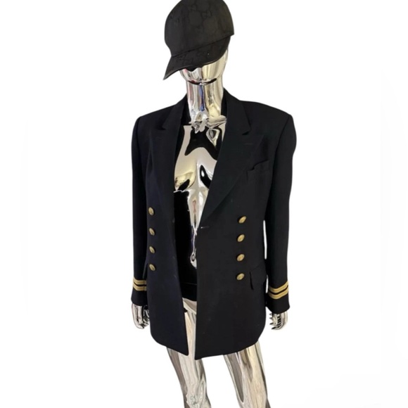 VTG. LAUREN RALPH LAUREN MILITARY SAILOR STYLE WOOL NAVY BLAZER WOMEN Sz 8 - Picture 2 of 10